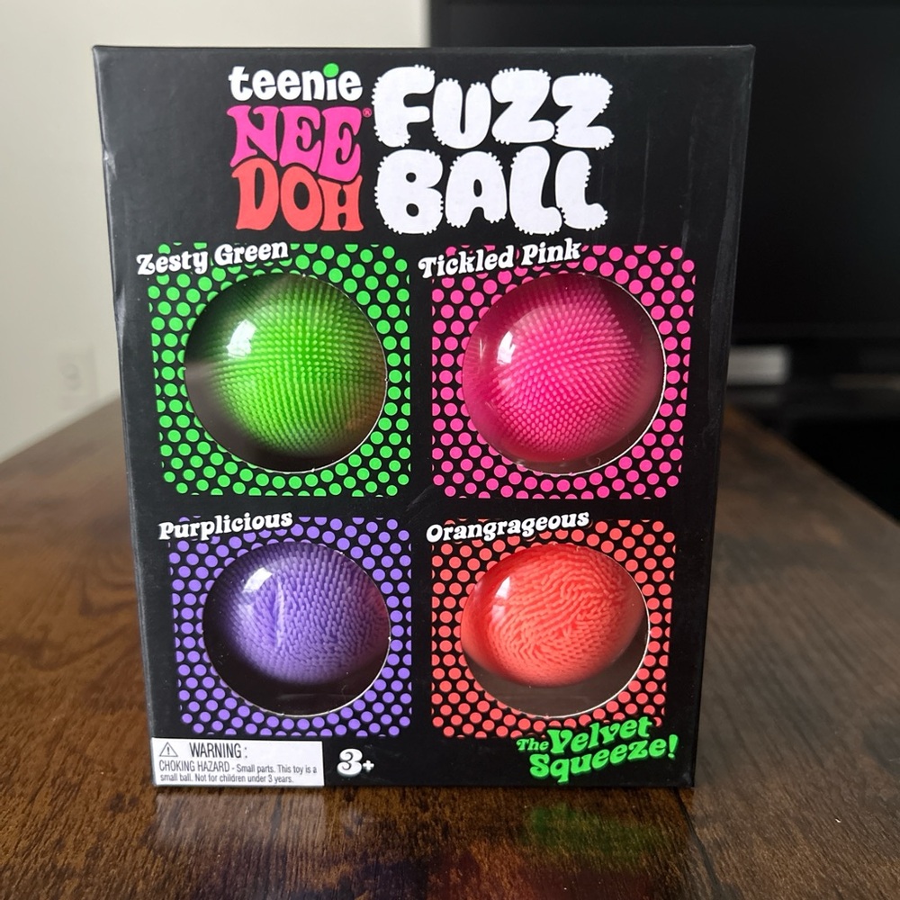 NEW UNOPENED NeeDoh Teenie Fuzz Ball 4 pack Pink, purple, green, orange